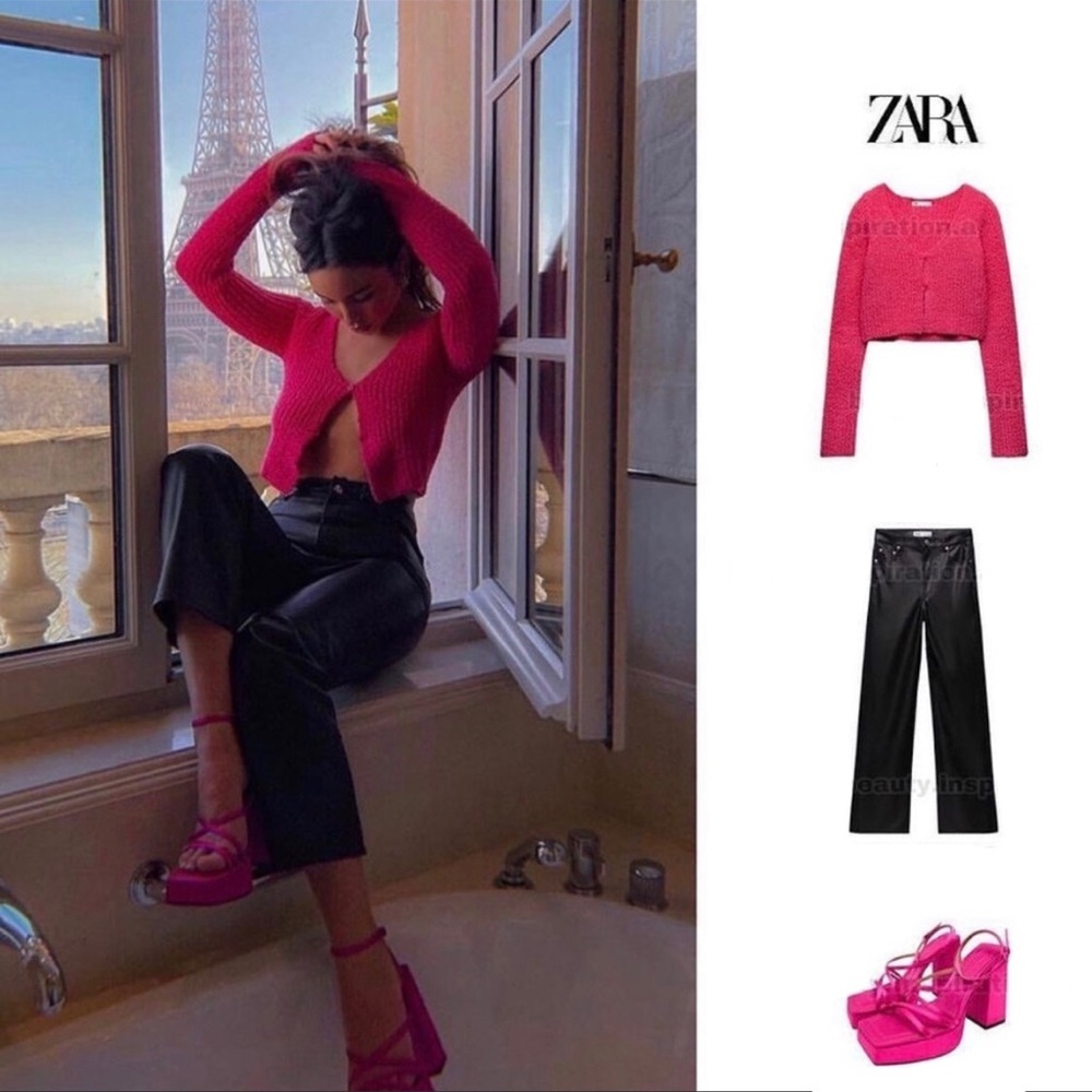 Zara Fuchsia Chenille Cardigan